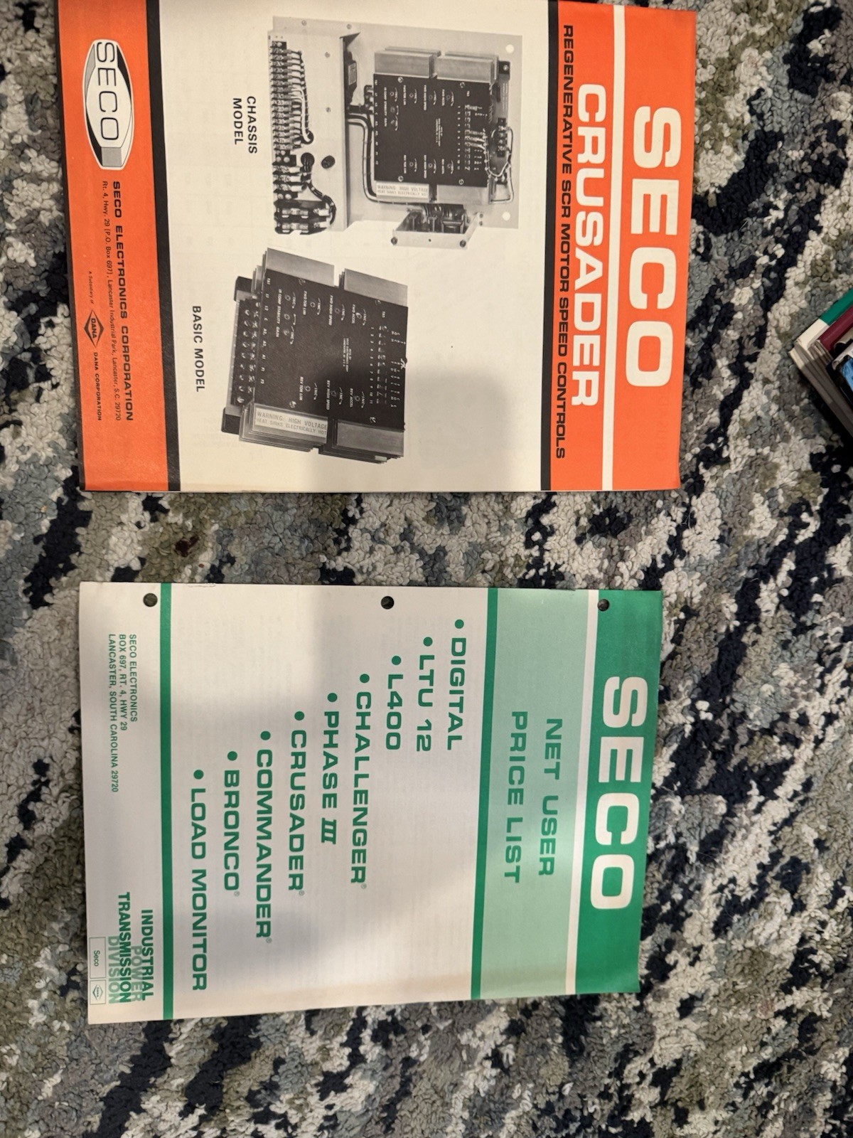 Vintage SECO SCR Drive Systems Binder + Crusader Motor Speed Controls Brochures