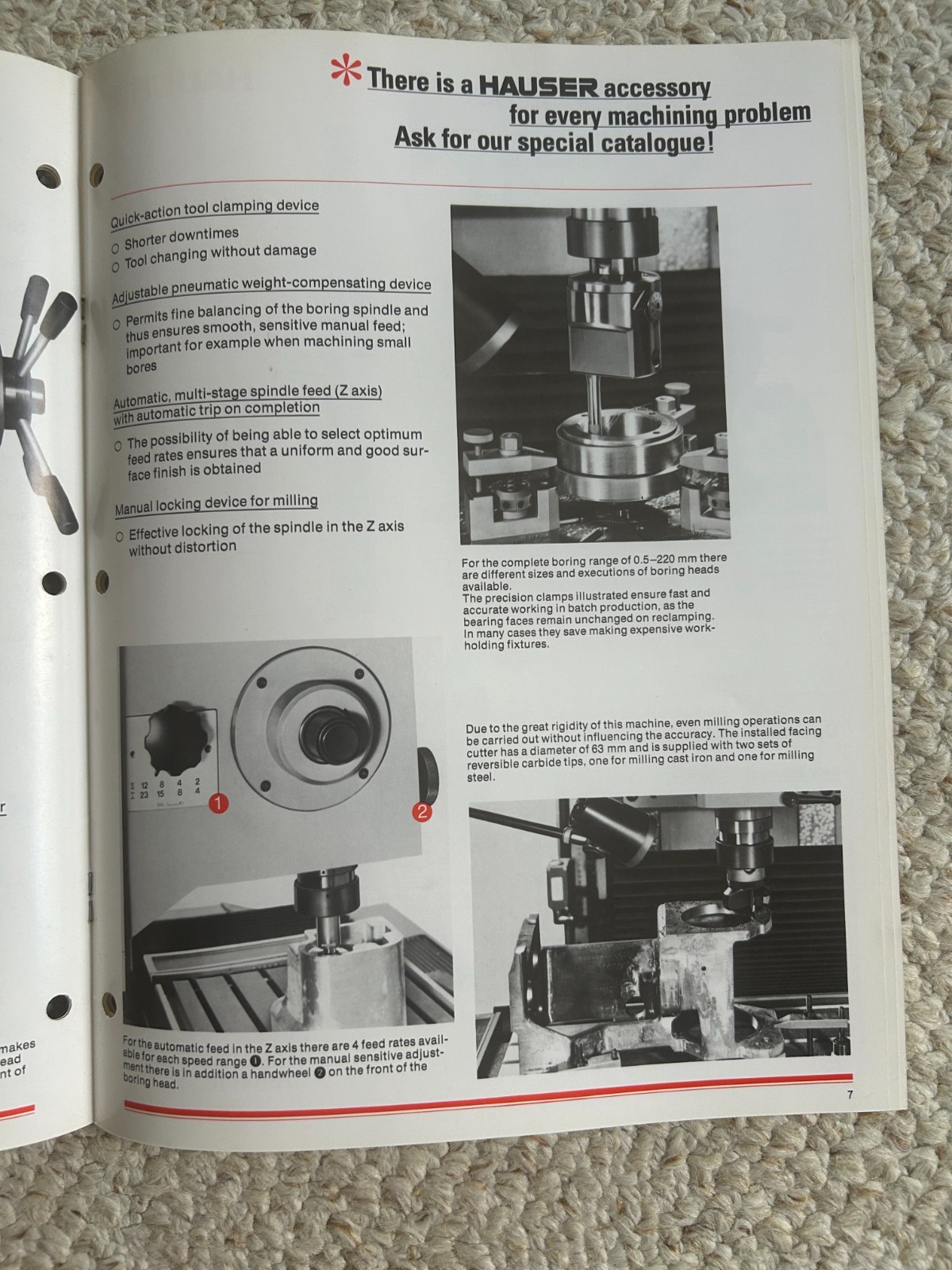 Hauser B3 DR Jig Boring Machine, Sales Catalog, Swiss Made