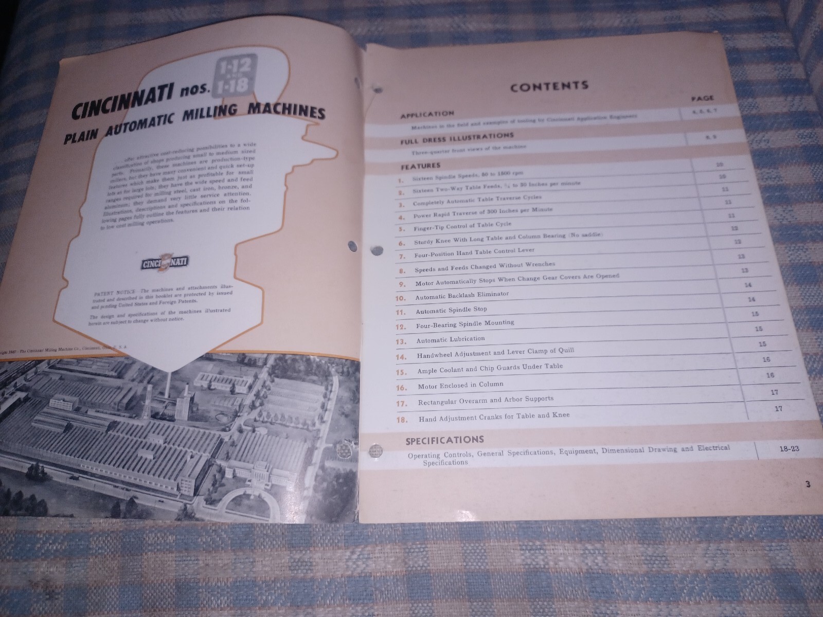 1947 Cincinnati No 1-12 18 Automatic Milling Machine Sales Book Catalog M-1555-2