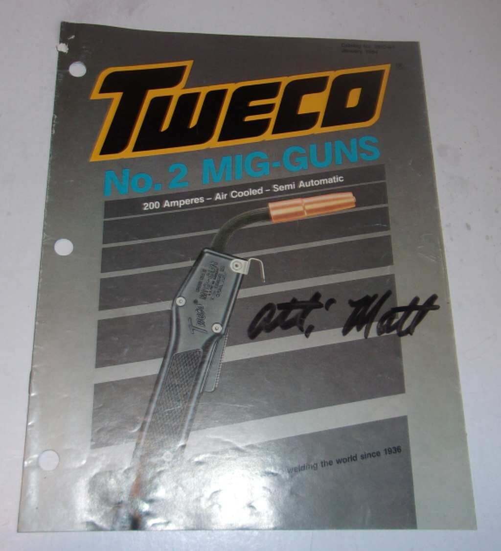 Tweco Mig Catalog No 2, Covering Amperes Air Cooled Semi Automatic Stats