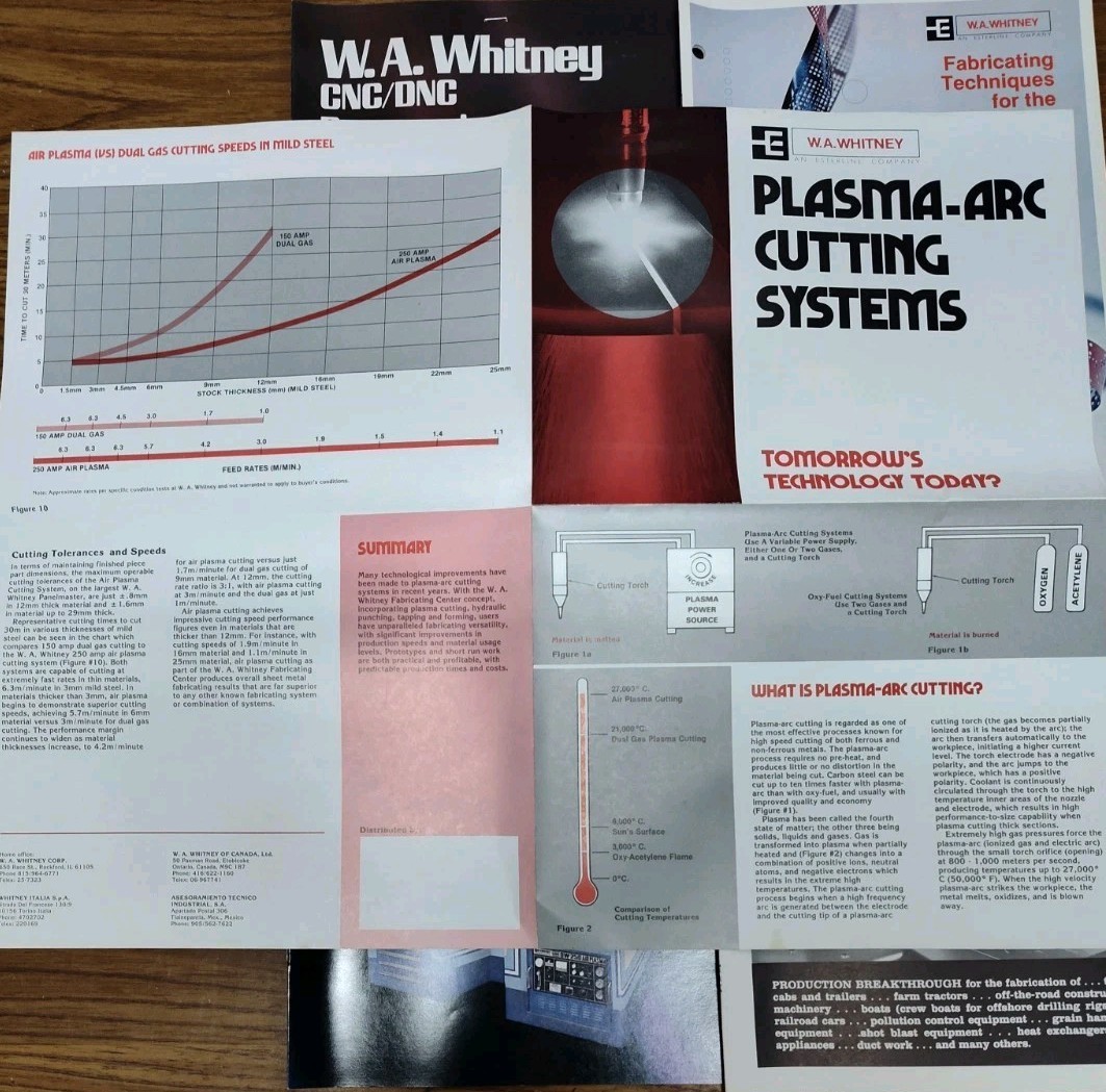 W.A. Whitney CNC DNC Arc Welding Industrial Machinery Catalog Brochure Lot Vtg