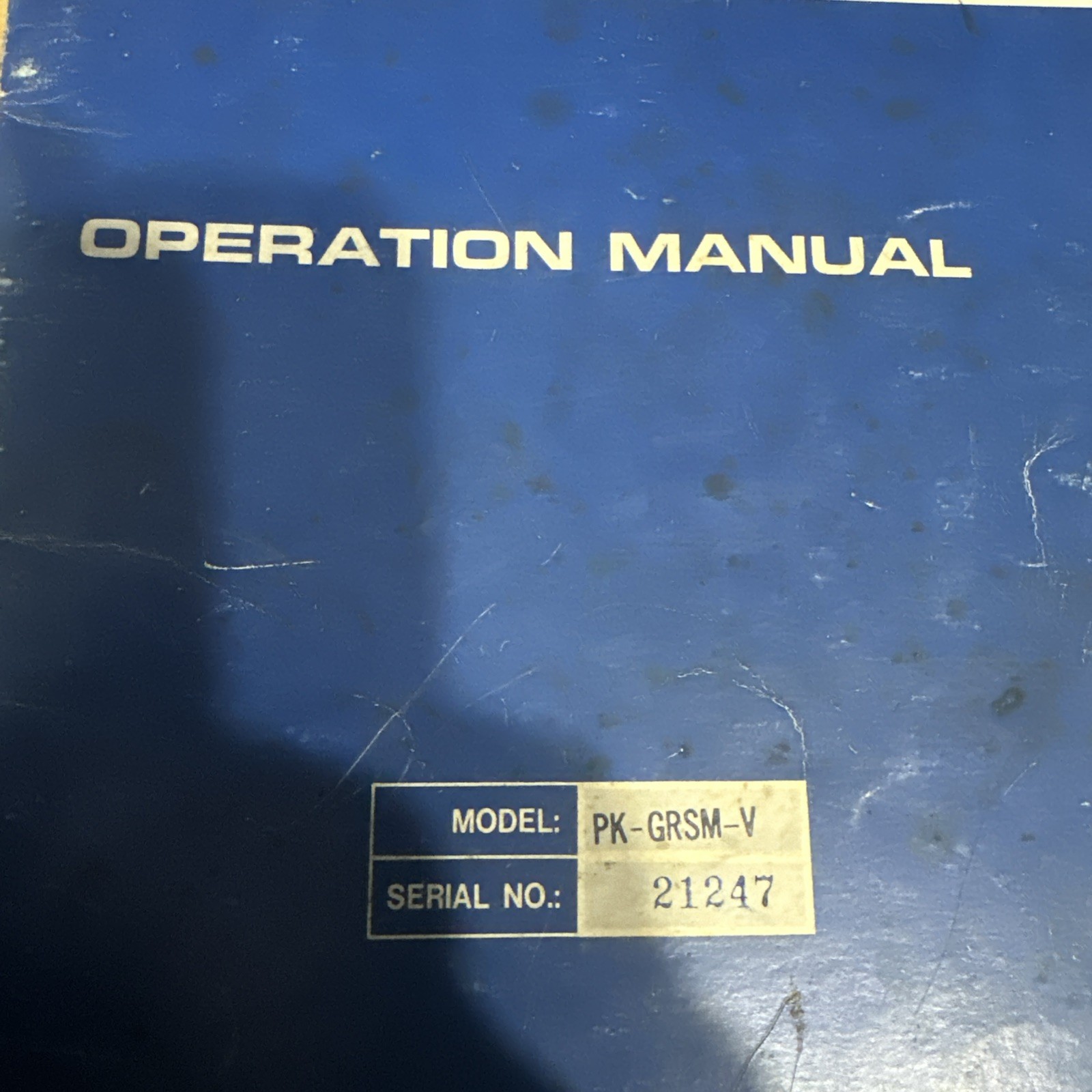 Turret Vertical Milling Machine Model:PK-GRSM-V Serial No:21247 Manual