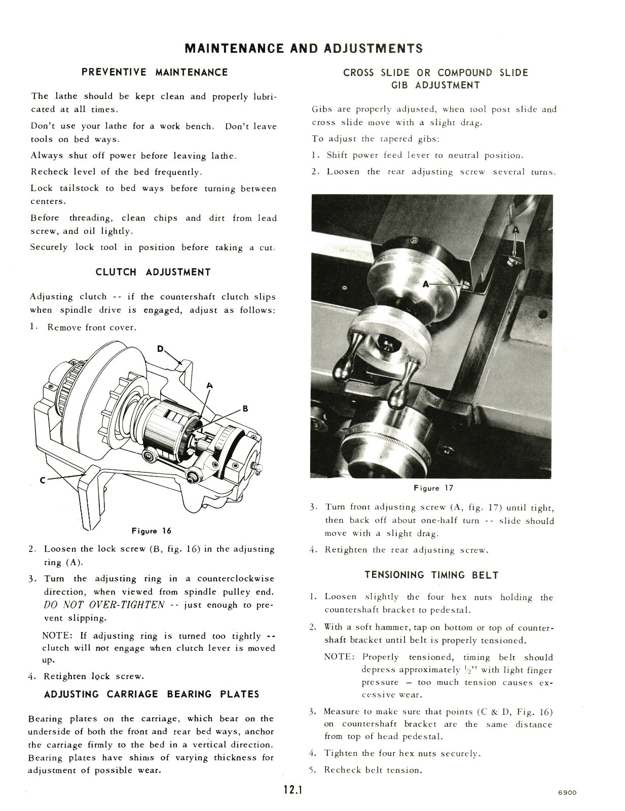 Clausing 14″ Lathe 6900 Series sn 602504 up Op and Parts List manual #1366