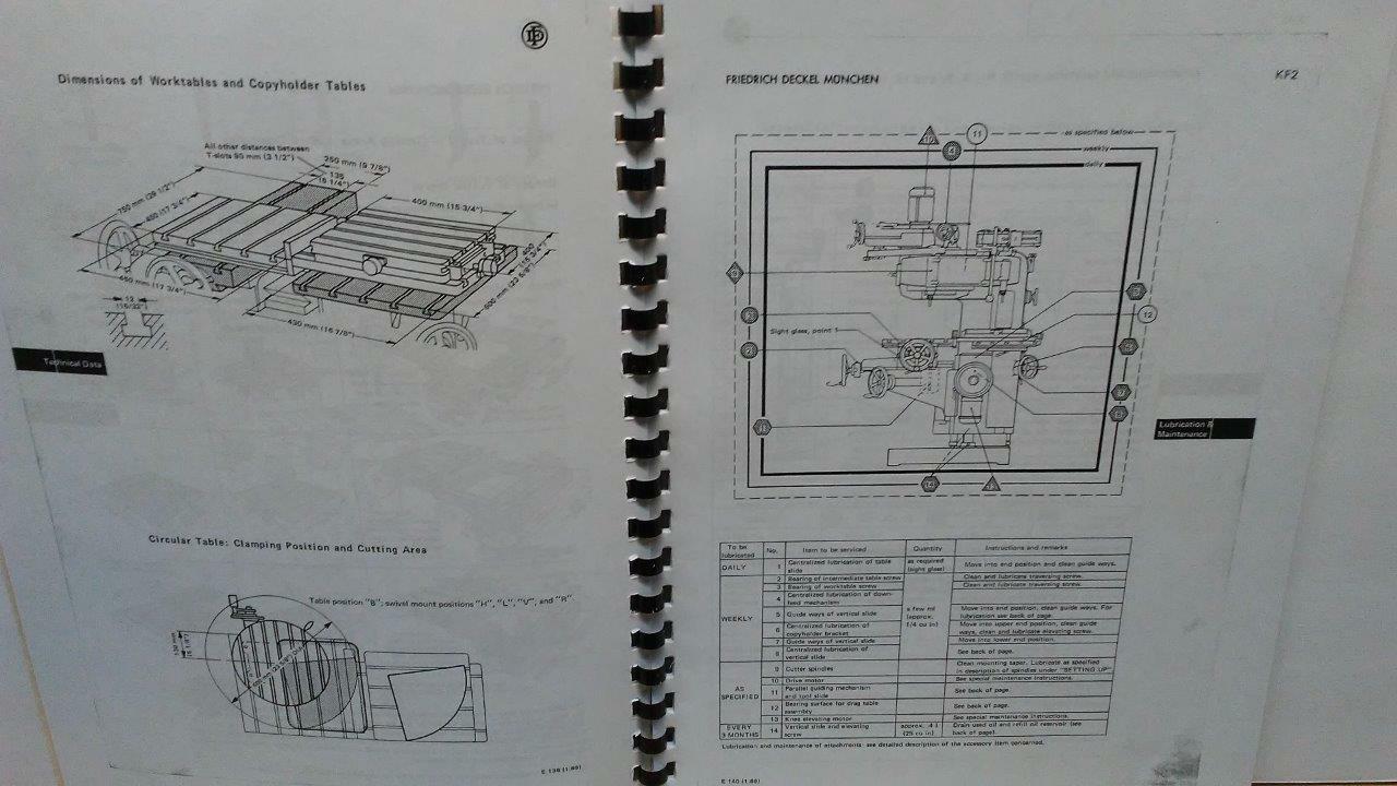 Deckel KF2 Milling Machine Instruction Manual