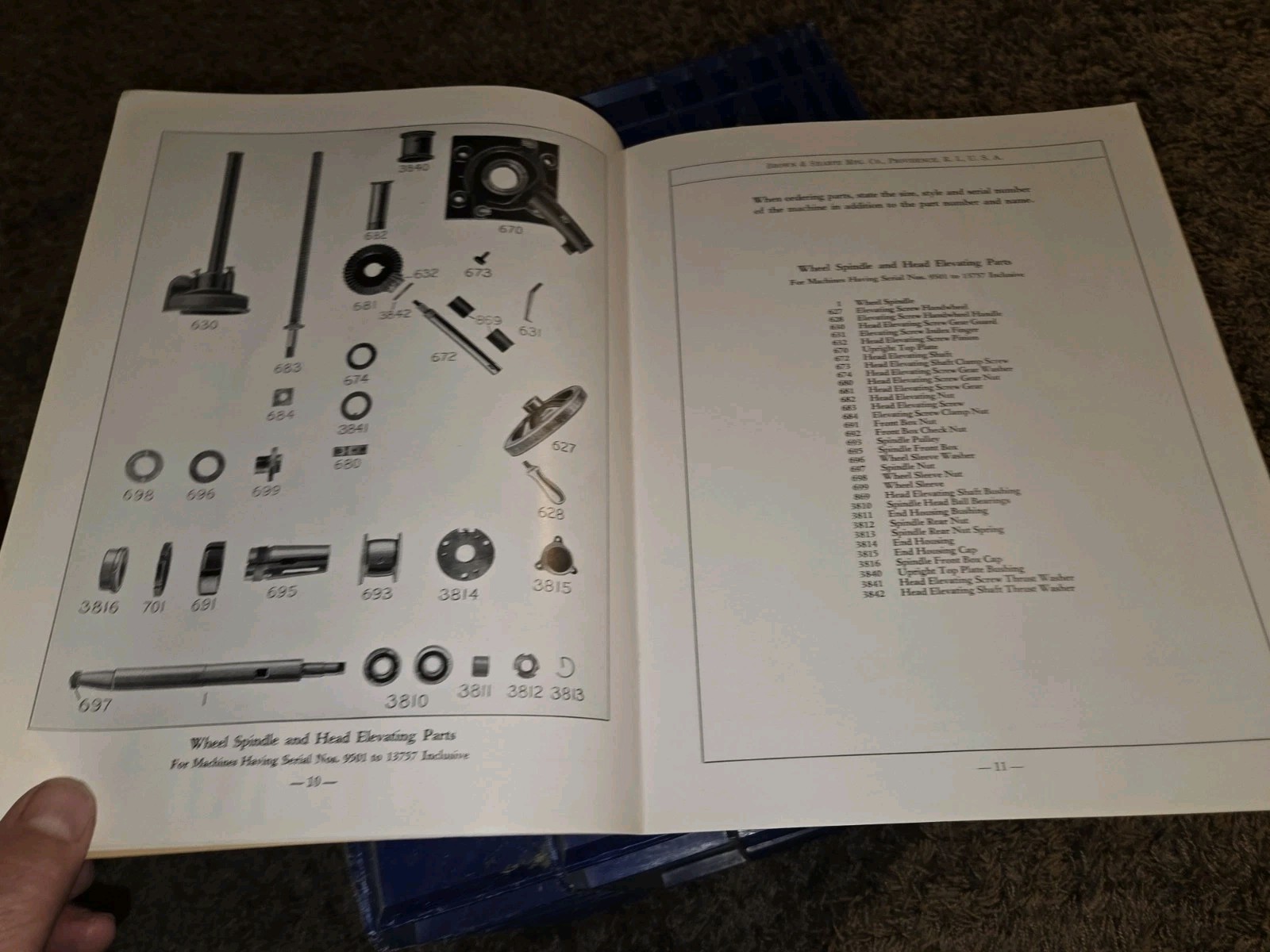 Brown & sharpe Repair Parts No.2 & 2B Surface, Grinding Machine Tool MACHINIST