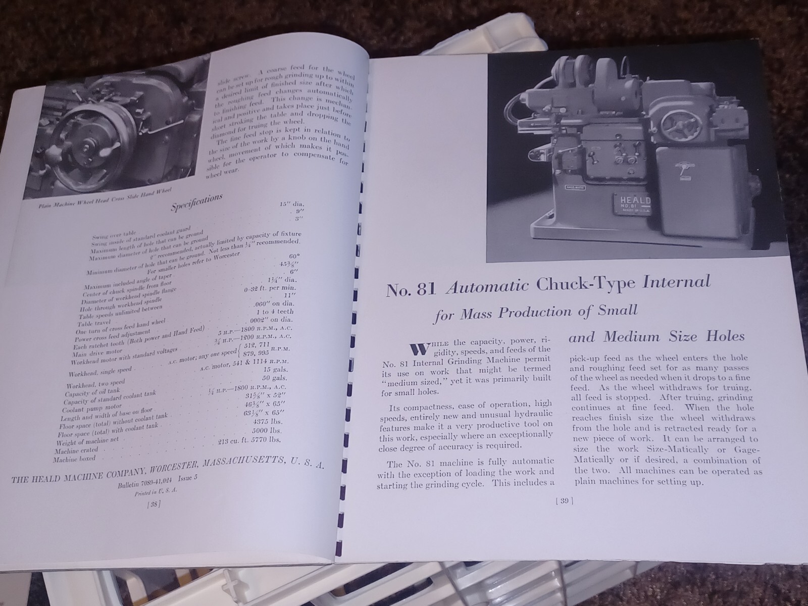 HEALD COMPANY Precision GRINDING BORING Borizing MACHINES CATALOG BOOK Issue 12
