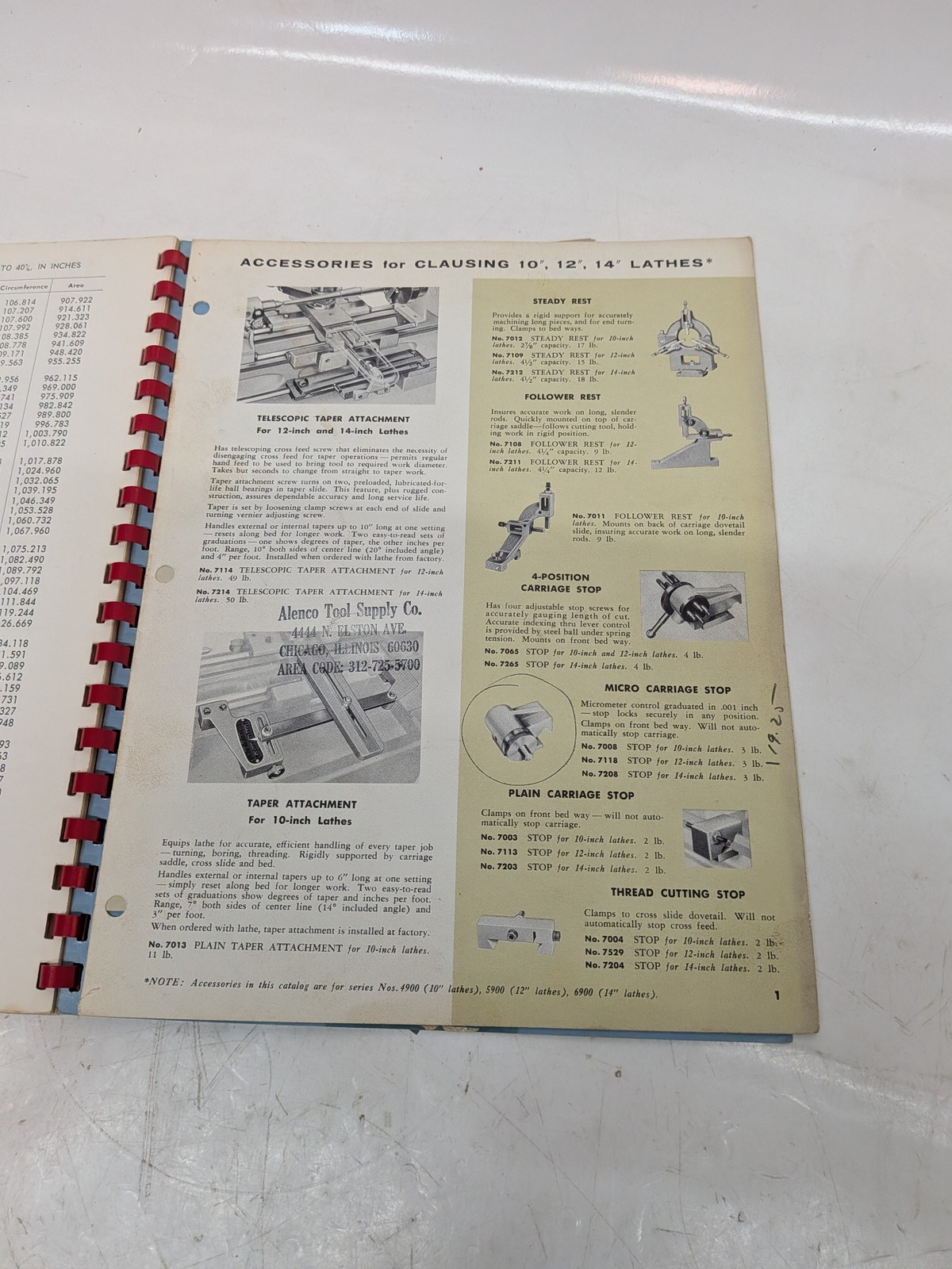 Clausing 5900 Series 12-inch Lathe Operating Instructions Parts Manual 1968