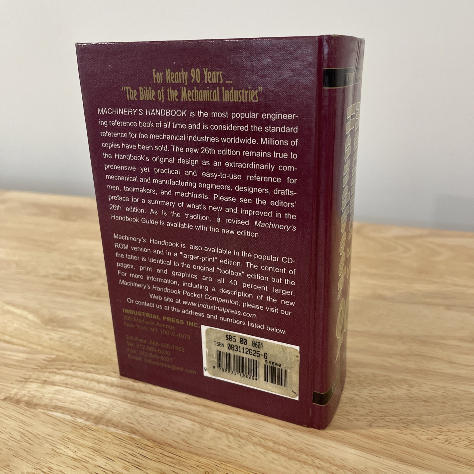 Machinery’s Handbook 26th Edition Hardcover