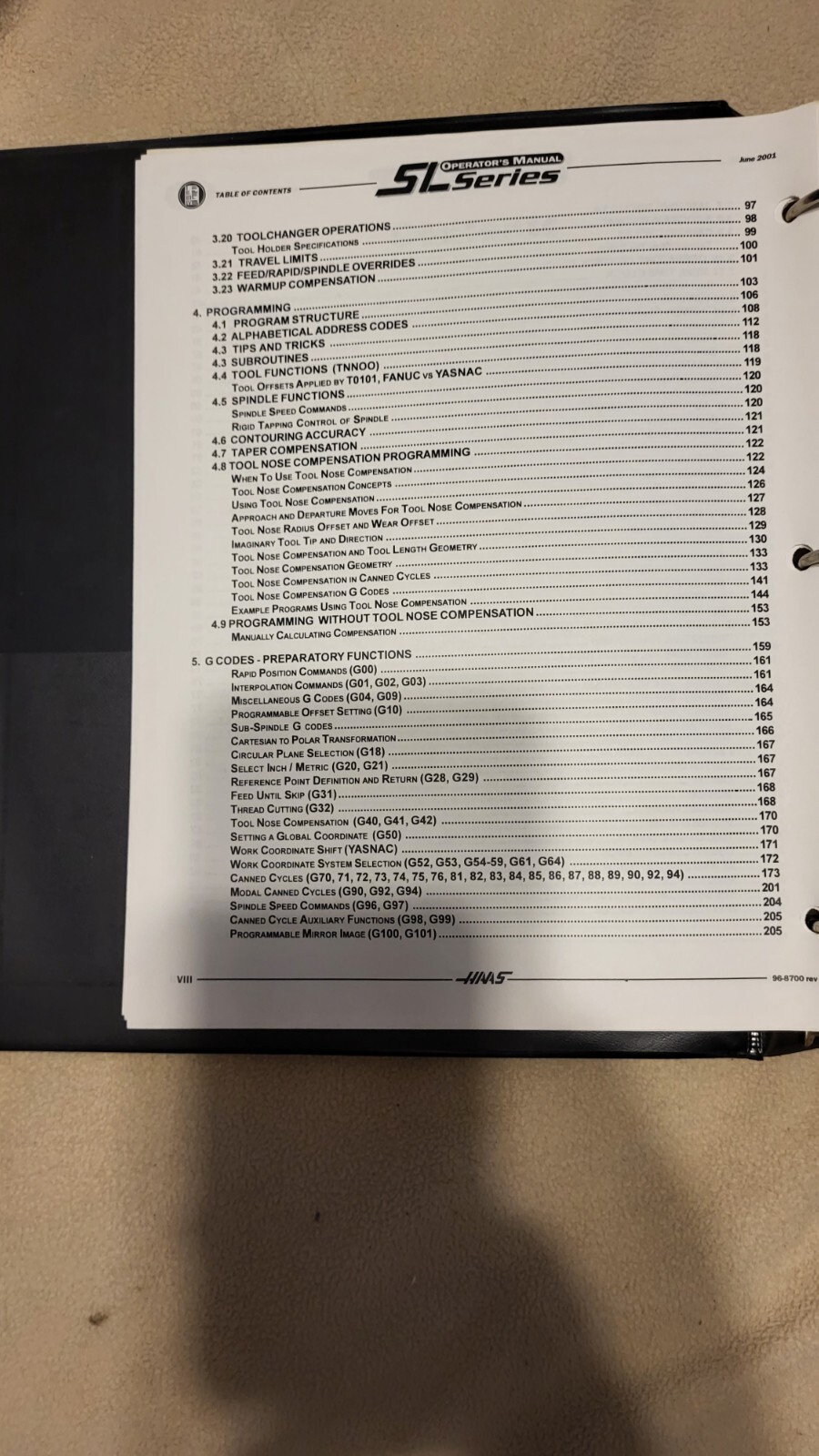 HAAS CNC LATHE SL 10 20 30 40 Series Programming Operations Owners Manual Book