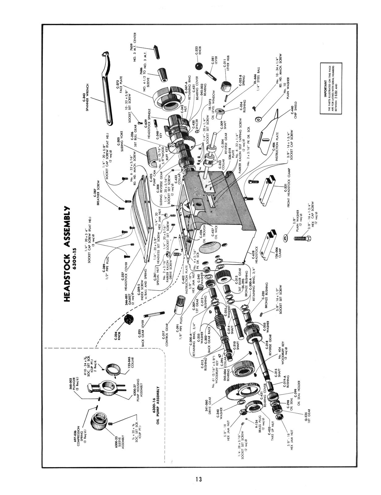 Clausing 12″ 6300 Series Lathe Operator and Parts List Manual #1367