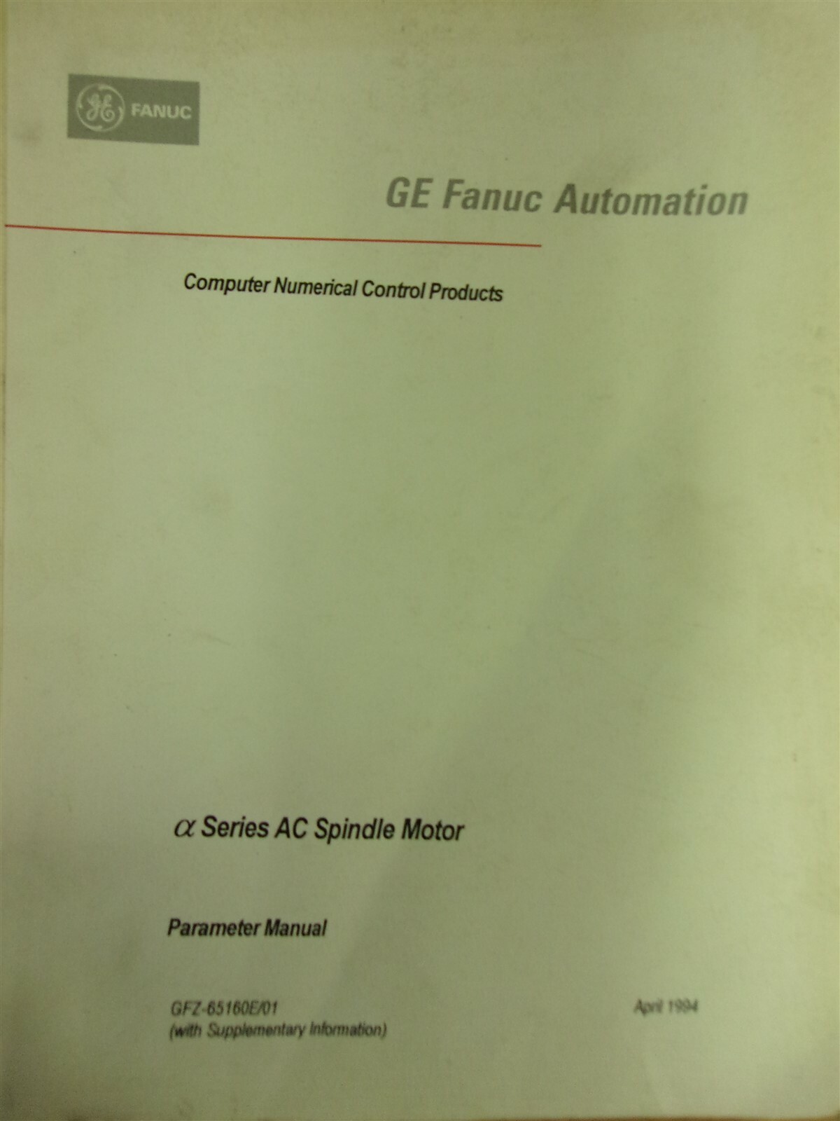 GE Fanuc Automation AC Spindle Motor Parameter Manual April 1994