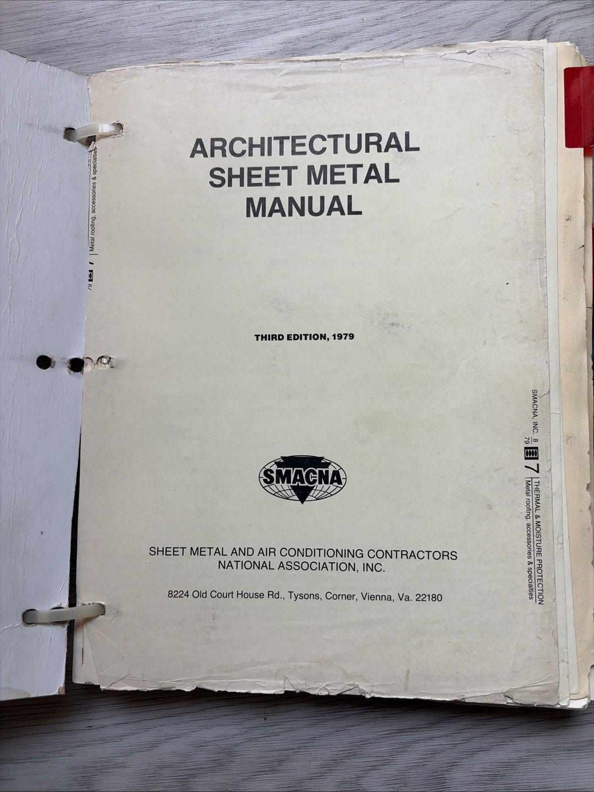 Vintage SMACNA Architectural Sheet Metal Manual 3rd Edition 1979 Preowned