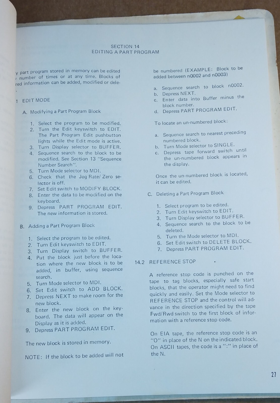 Monarch Machine Tool Operator Manual for VMC-75 & VMC-150 w/GE 1050MC Control