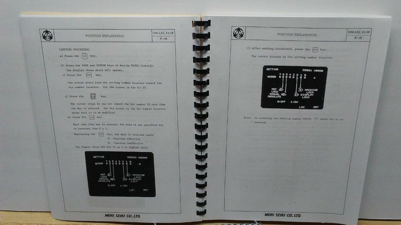 Mori Seiki Yasnac LX-1 Lathe Operation Manual