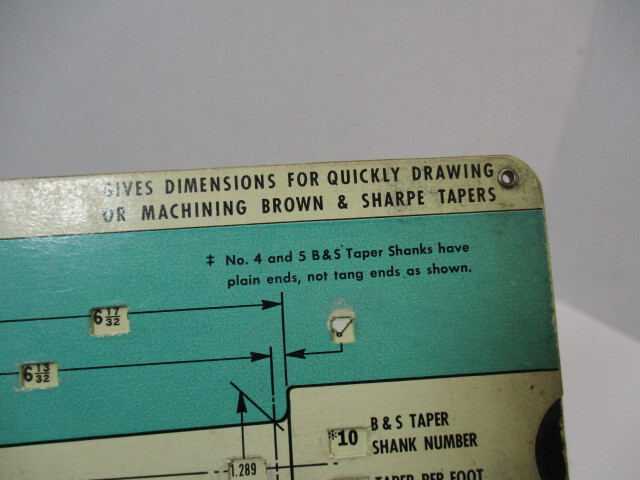 SCULLY – JONES B&S, Brown & Sharpe Taper Selector Slide Calculator # 3, VGC