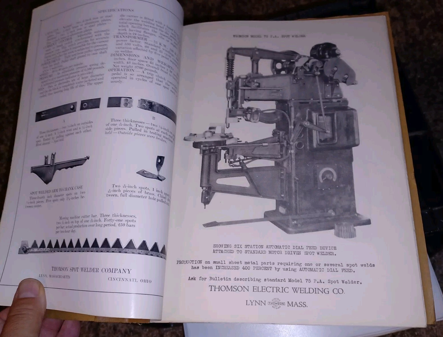 THOMSON PROCESS ELECTRIC WELDING COMPANY early 1900s Sales Catalog Book MACHINES