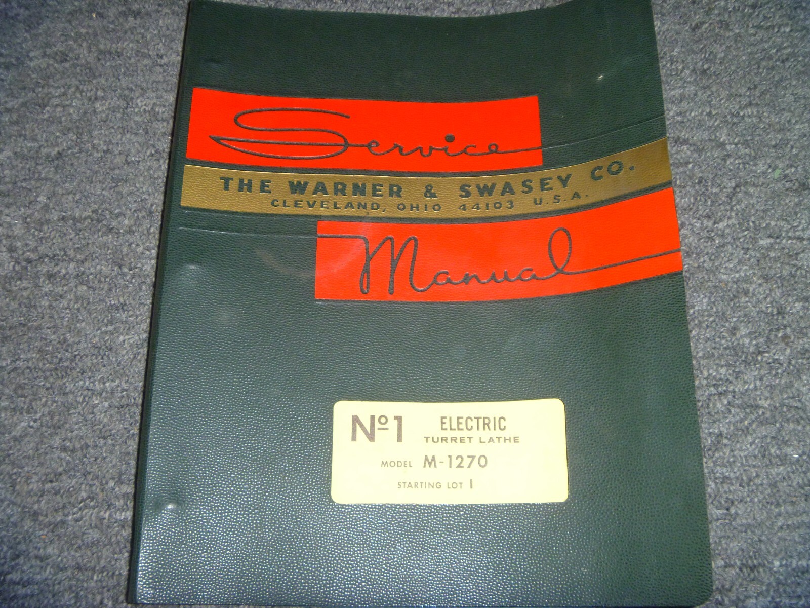 Warner & Swasey M-270 No 1 Electric Turret Lathe Shop Service Repair Manual