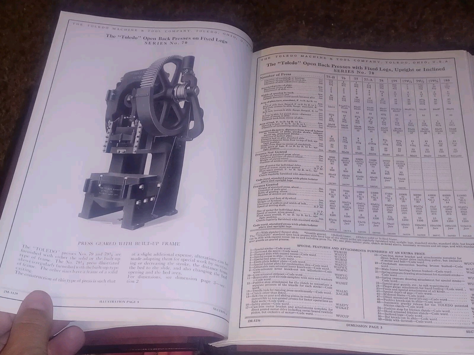 OLD Toledo Ohio Machine & Tool Catalog Book Presses Machinery Dies SHEET METAL