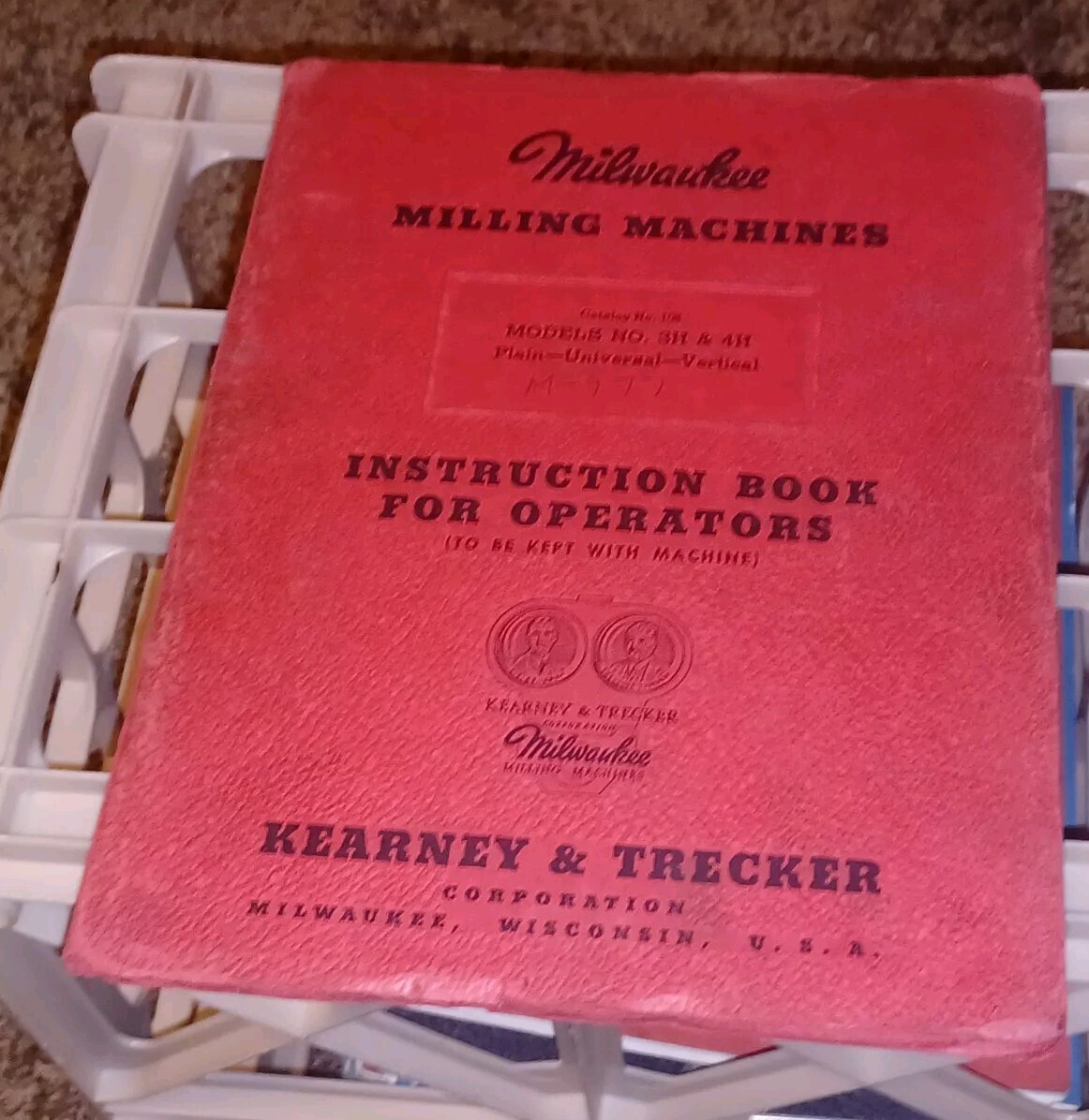 KEARNEY & TRECKER Milwaukee INSTRUCTION BOOK Model 3H 4H Milling Machines Manual