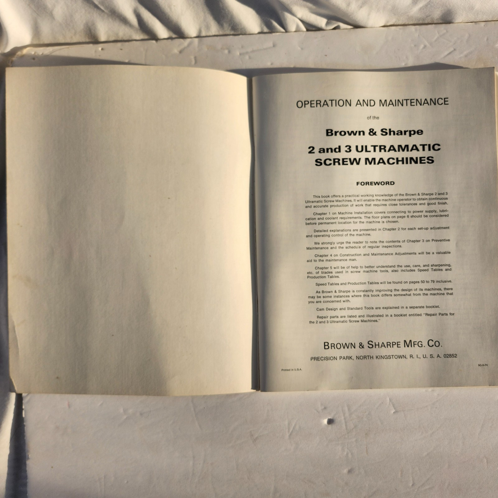 Brown & Sharpe 2 & 3 Ultramatic Screw Machine Operation & Maintenance Manual