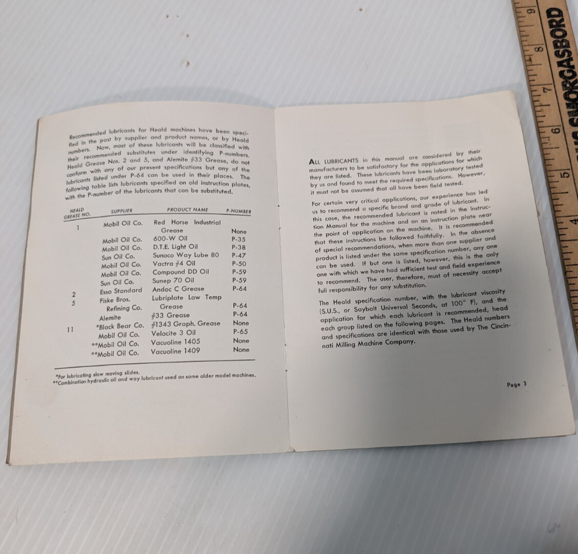 Vintage Heald Lubrication Manual Industrial Machinery Reference Material