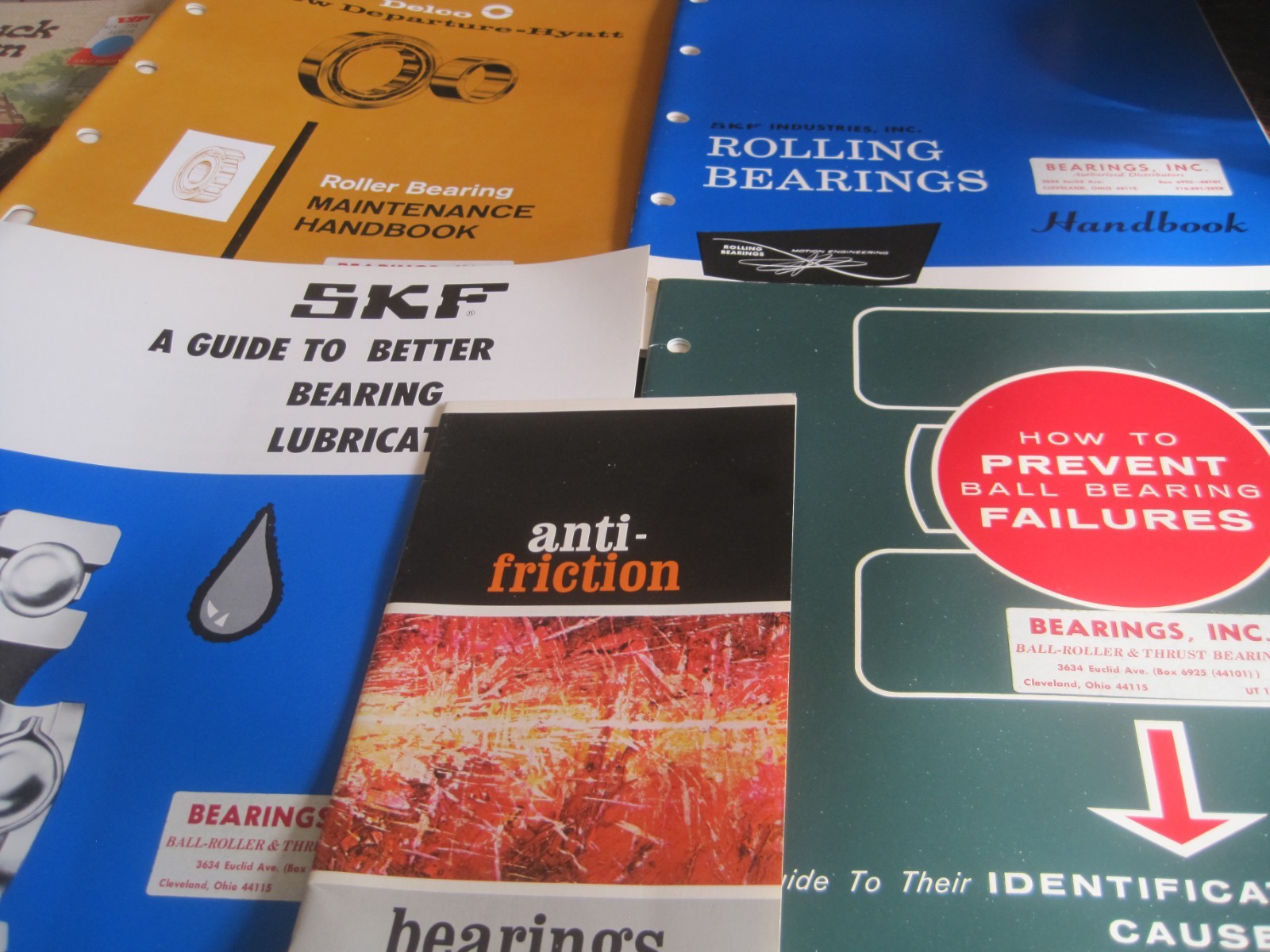 1960S LOT OF 5 BKS-ROLLING BEARINGS/FAILURES/LUBE/MAINTENANCE-SKF/FAFNIR/DELCO