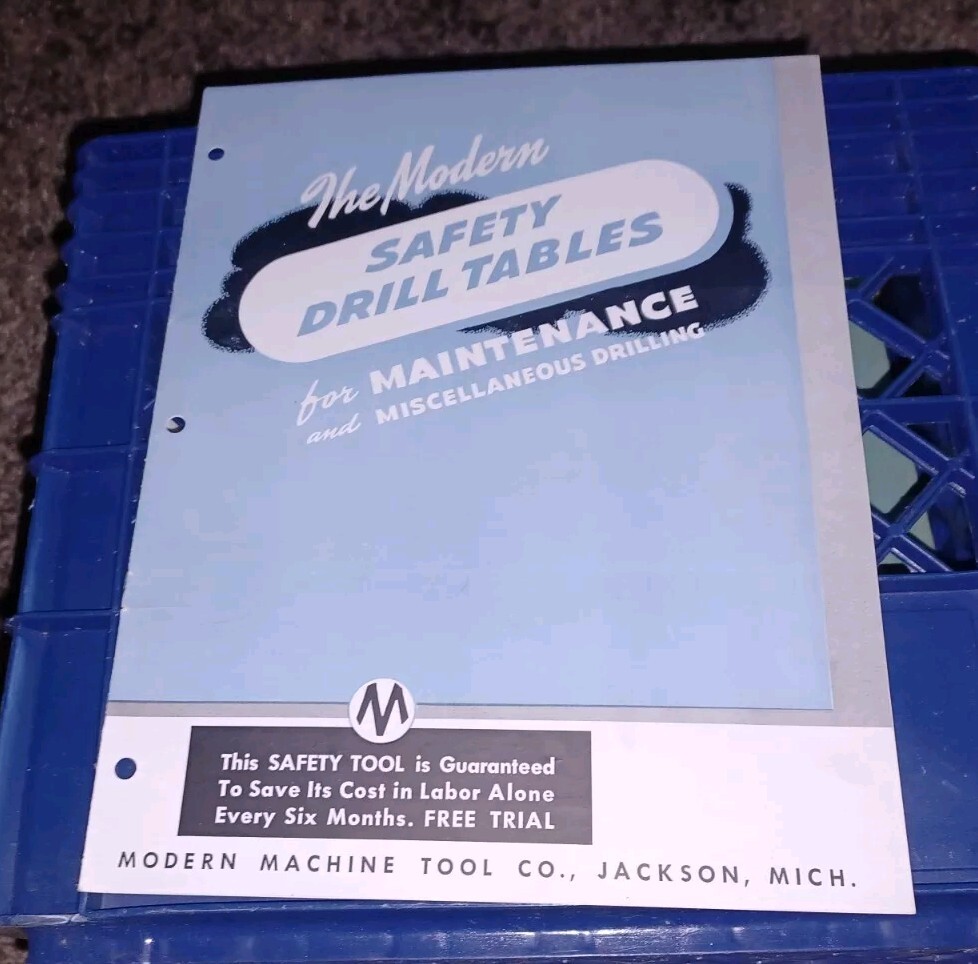 THE MODERN MACHINE TOOL COMPANY JACKSON MICHIGAN SAFETY DRILL TABLES CATALOG