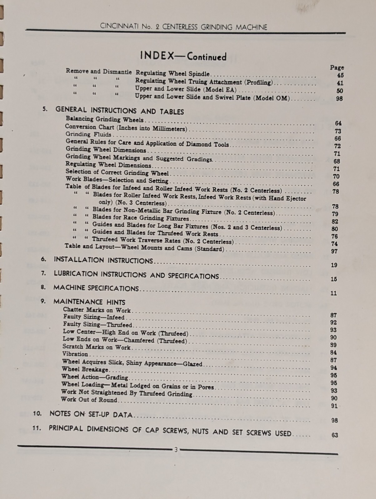Cincinnati G-522-4 Parts & Service Manual for No. 2 Centerless Grinding Machine