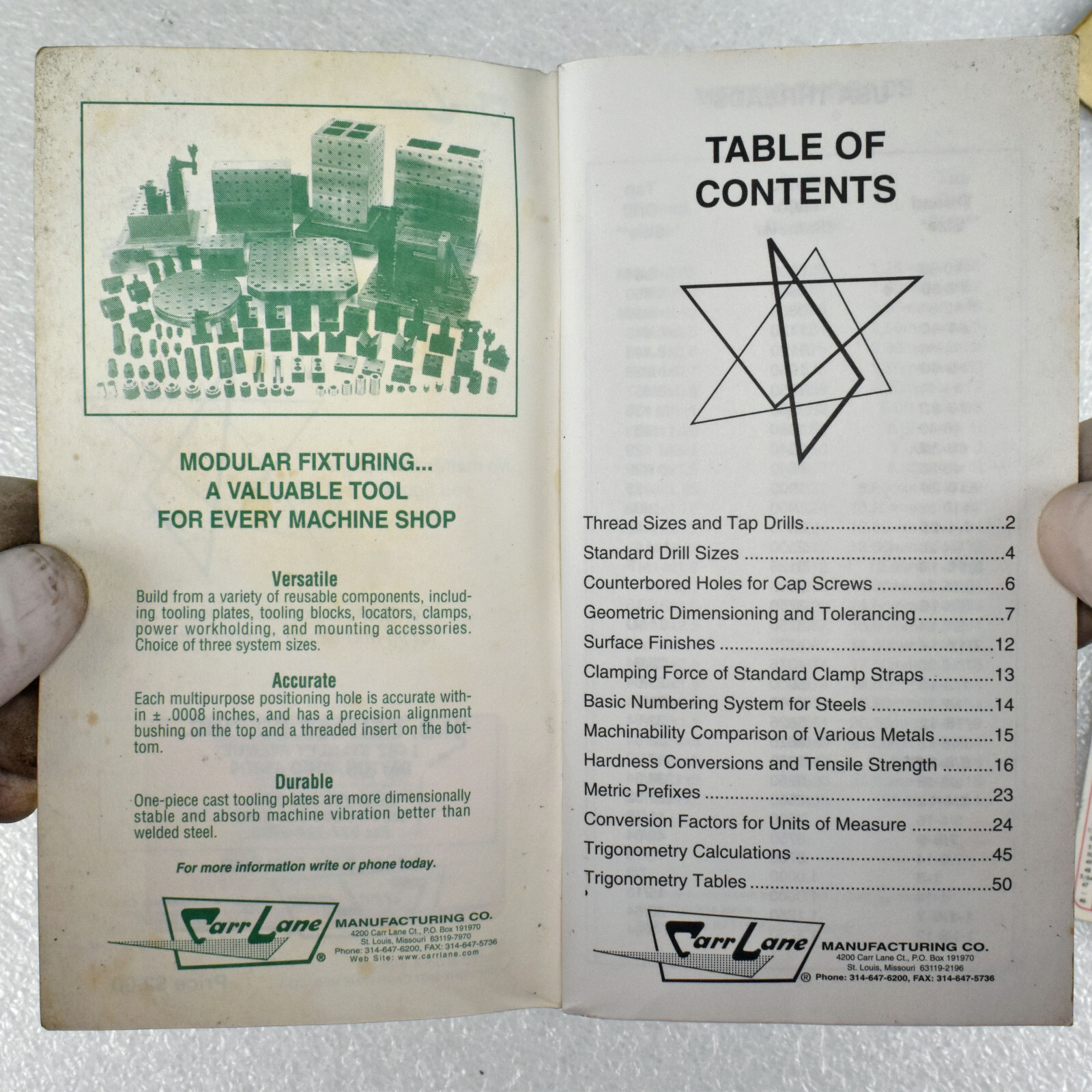 VTG Lot of Machinist Reference Guide Chart Cards Booklet Carr Lane Trigonometry