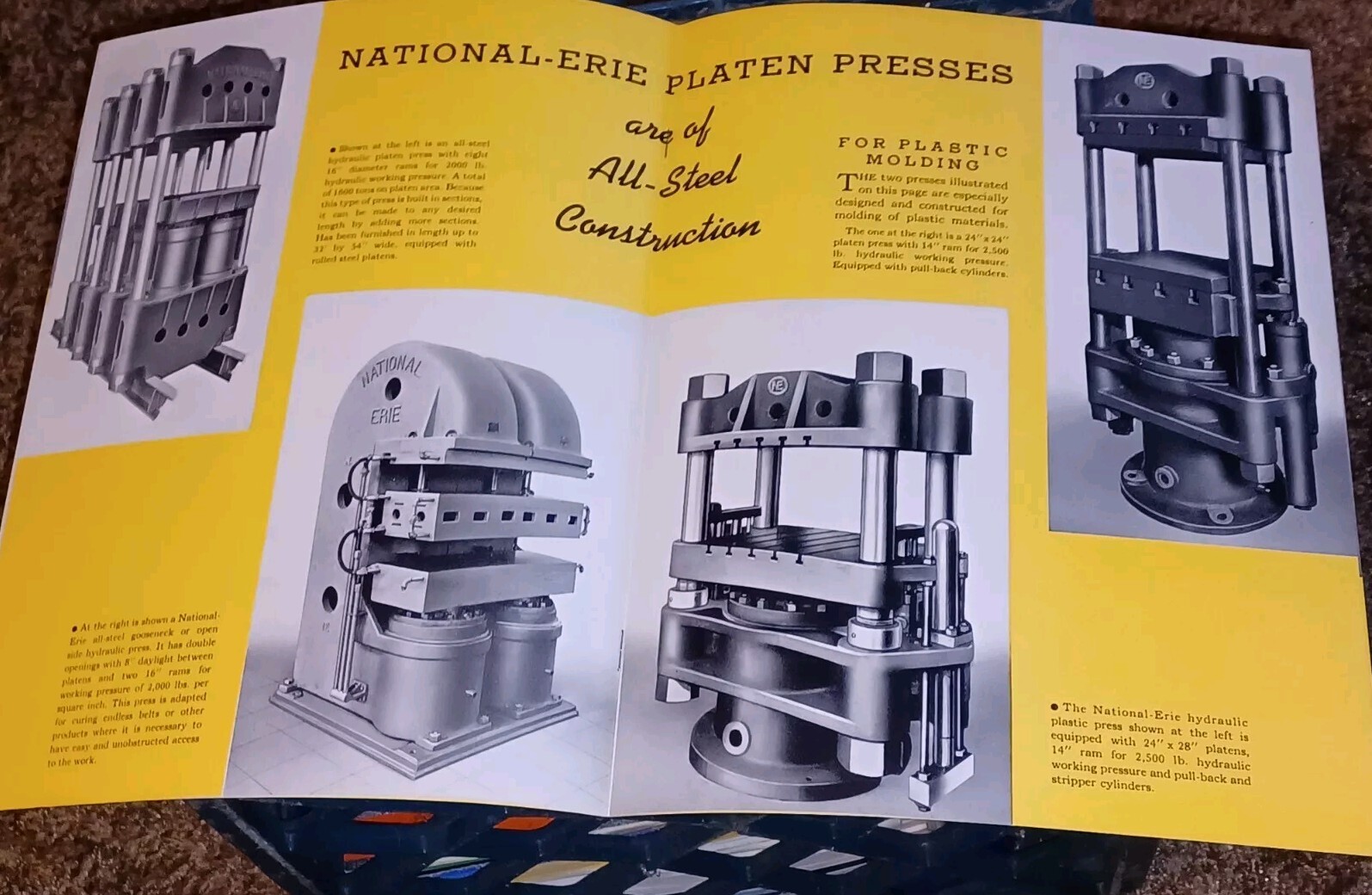 NATIONAL ERIE CORPORATION Hydraulic Presses Rubber Plastics Machine Catalog Book