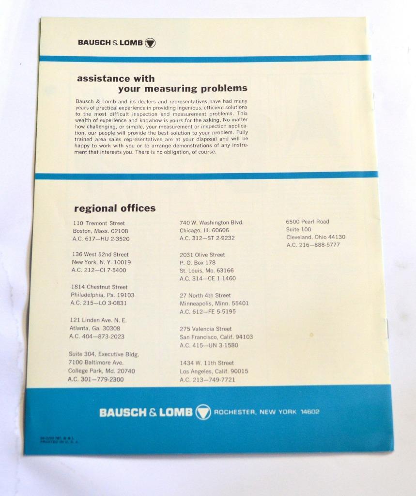 BAUSCH & LOMB 36-2233 INDUSTRIAL OPTICAL AIDS BROCHURE