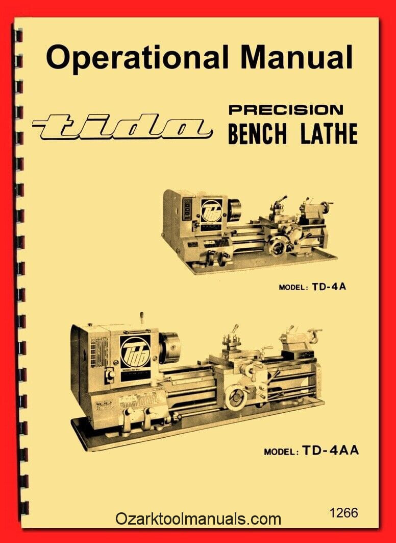 Tida, Asian 10×24 10×30 10×36 Metal Lathe OwnersOperator Instruction Manual 1266