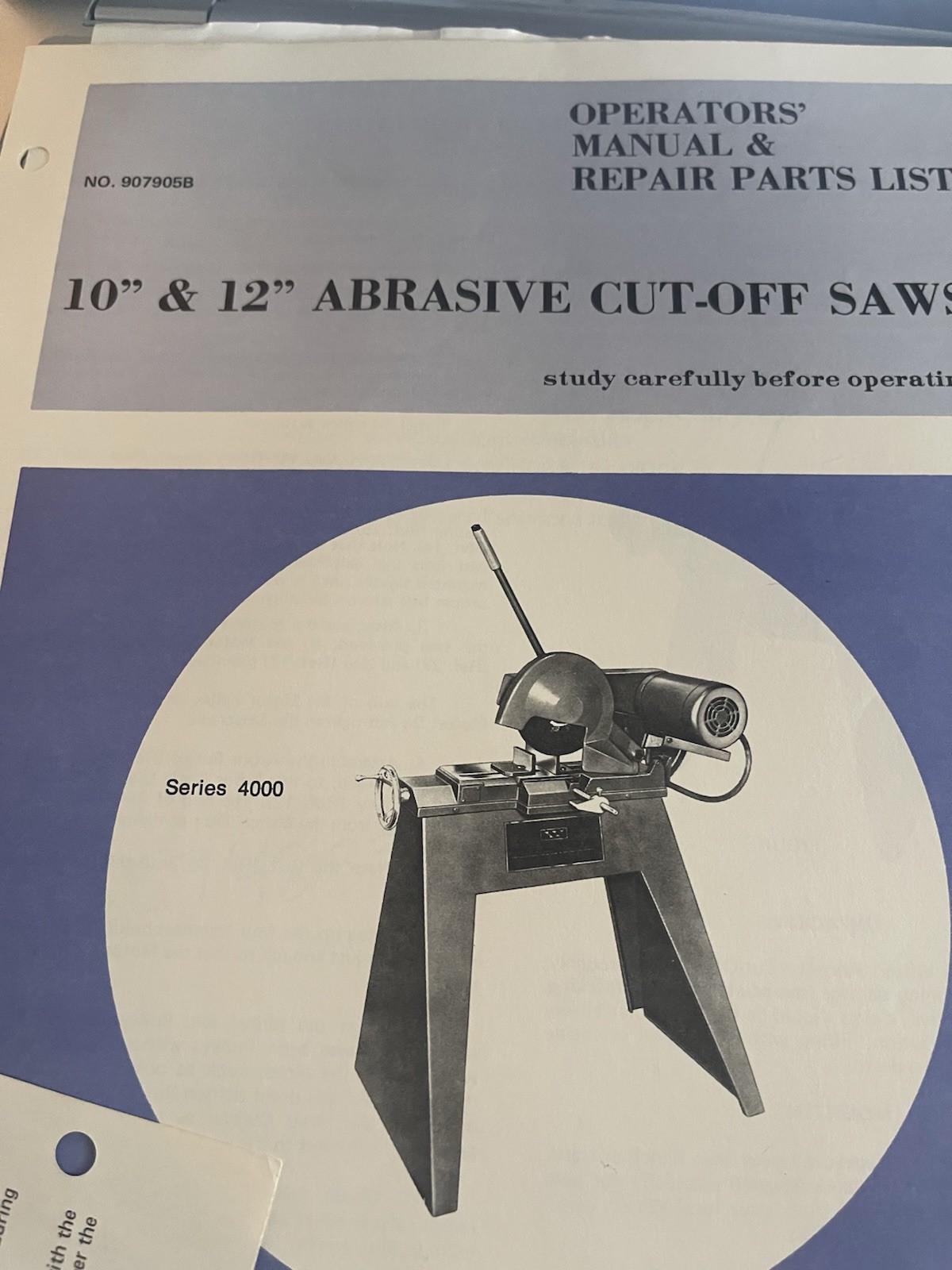 Wilton 10″ & 12″ Abrasive CutOff Saws Operator’s Manual/RepairParts List-2 BKLts