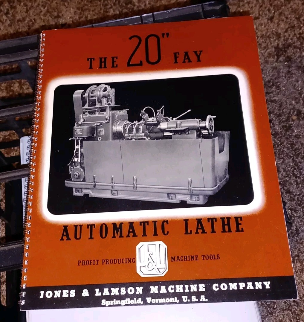 1930s Jones & Lamson Machine Co. 20″ Fay Lathe Catalog Book MACHINIST TOOL J&L