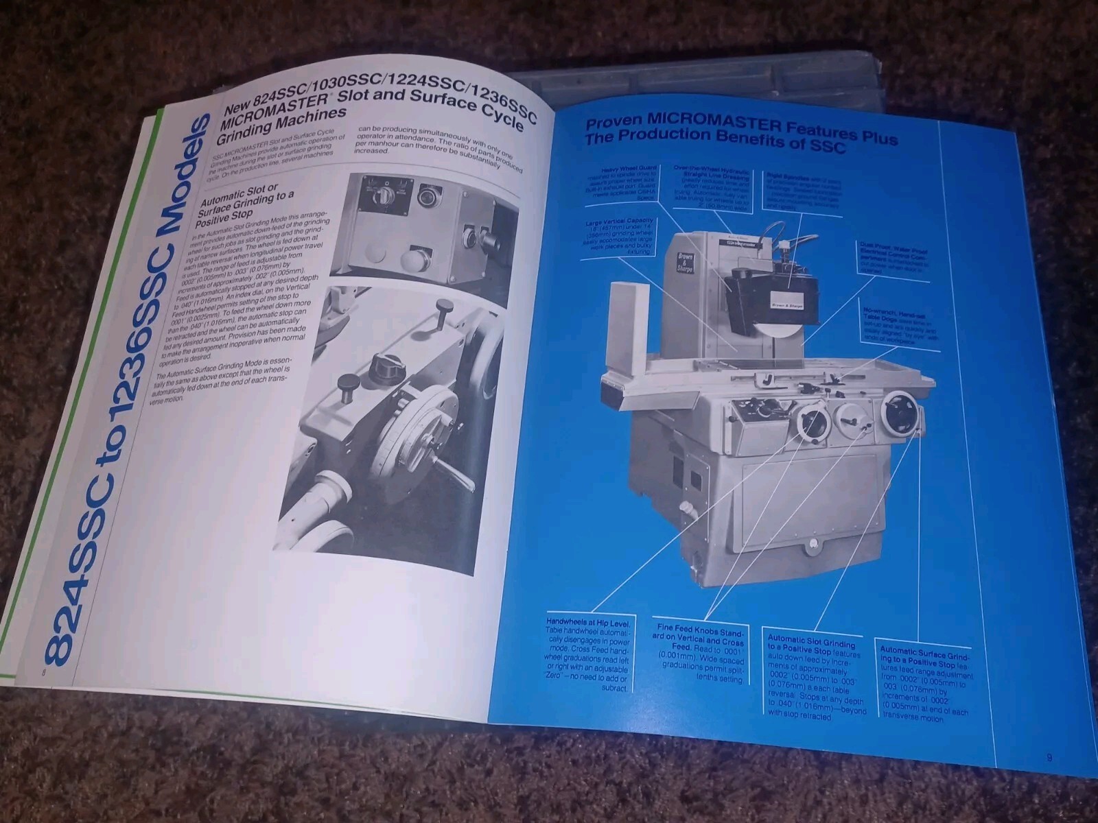 Brown & Sharpe 824 1030 1224 1236 Micromaster Grinding Machines Catalog Book