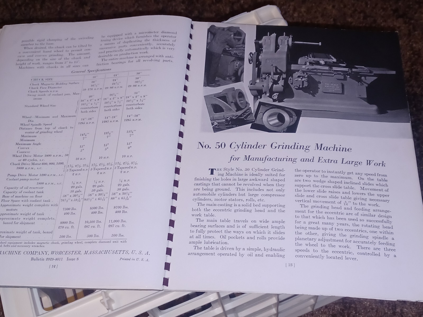 HEALD COMPANY Precision GRINDING BORING Borizing MACHINES CATALOG BOOK Issue 12