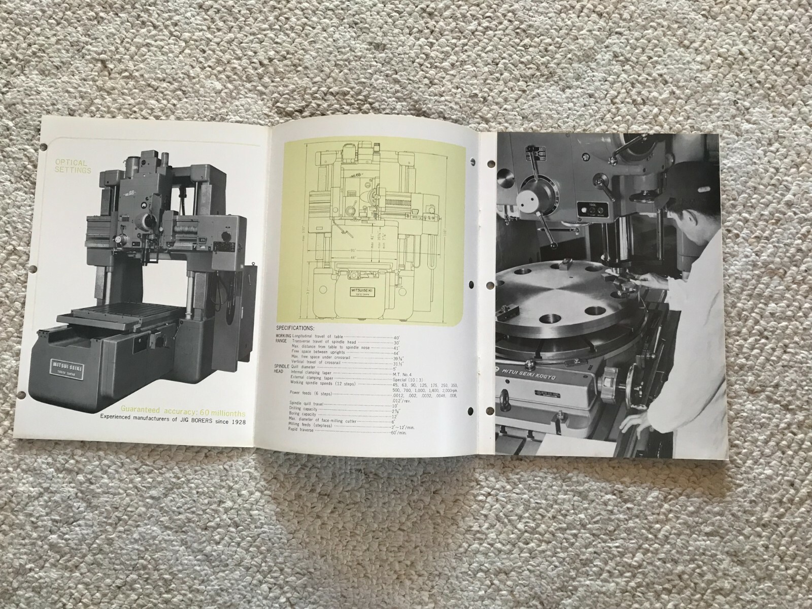 MITSUI SEIKI 6B & 6BN OPTICAL JIG BORING MACHINE SALES CATALOG