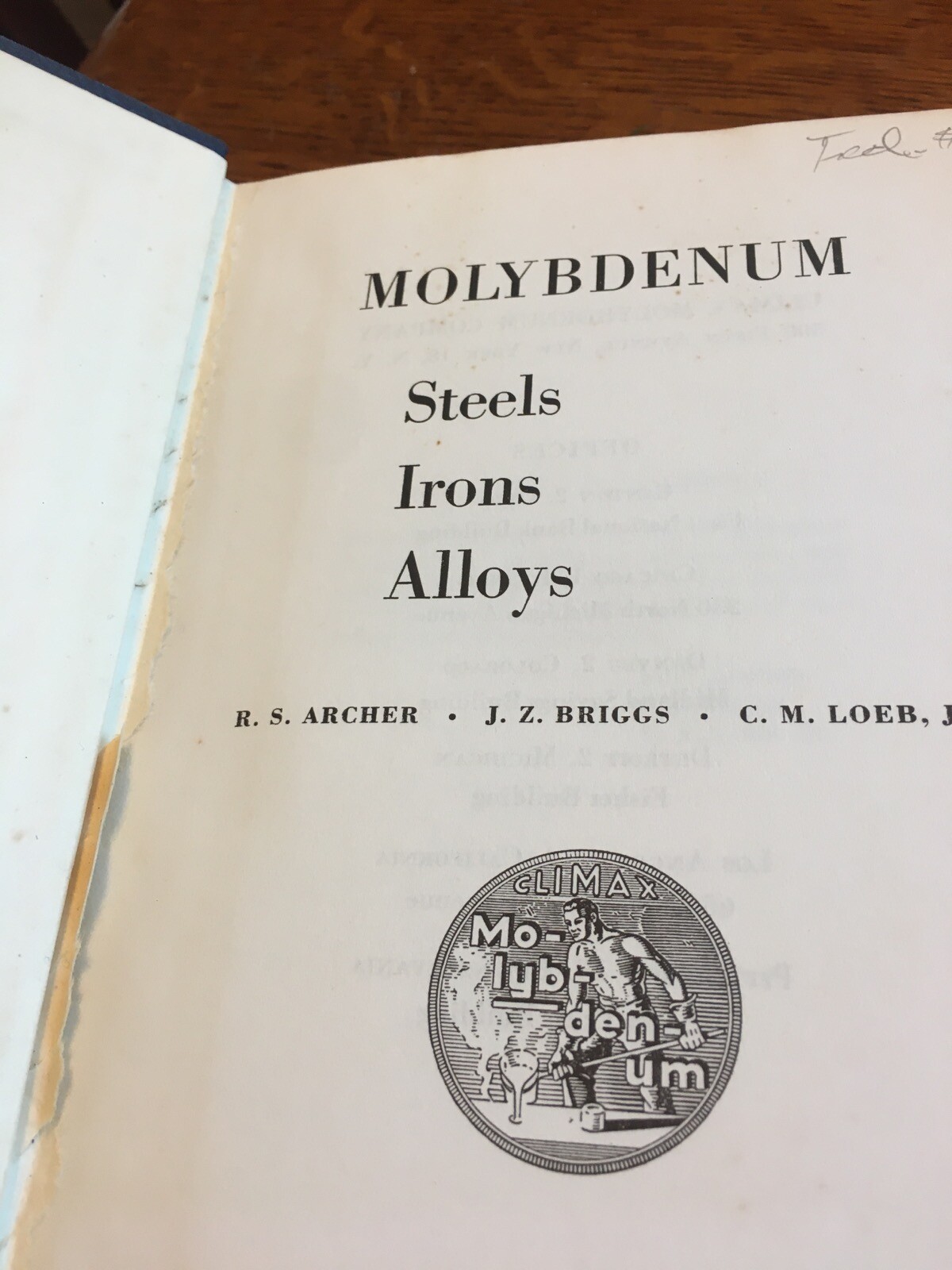 Molbdenum Steels Irons Alloys RS Archer JZ Briggs CM Loeb 1948 Climax