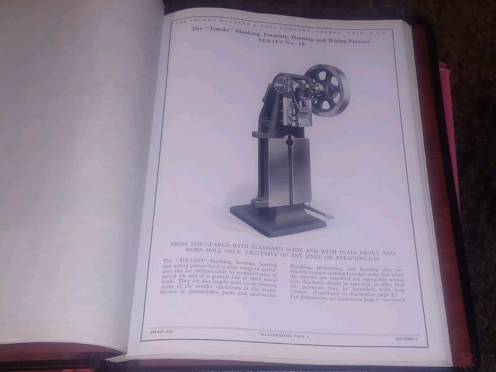 OLD Toledo Ohio Machine & Tool Catalog Book Presses Machinery Dies SHEET METAL