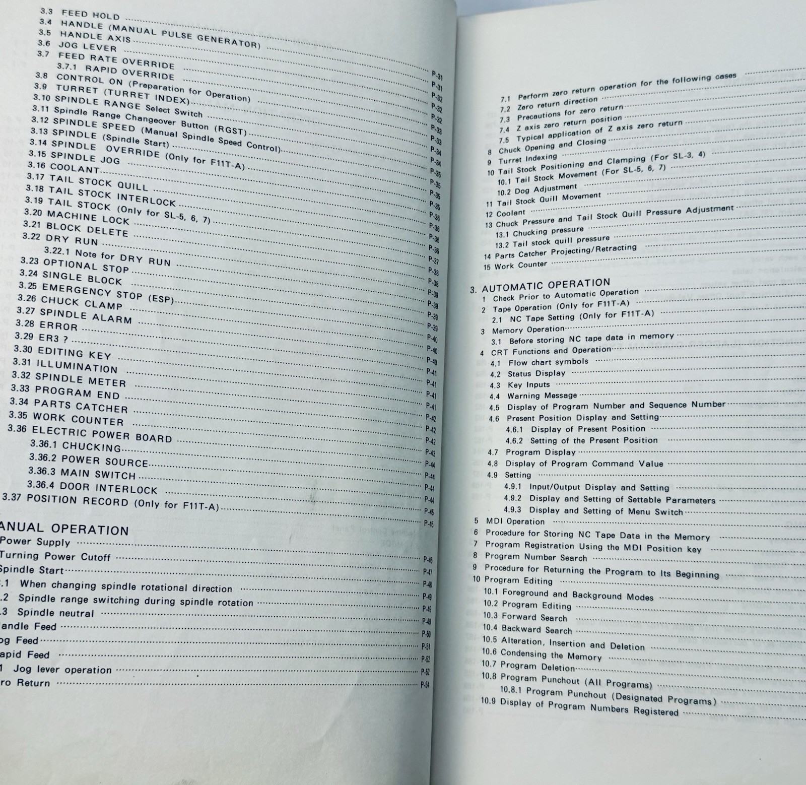 Mori Seiki SL-2 CNC Lathe OEM Instruction Manual Mori-Yasnac Control