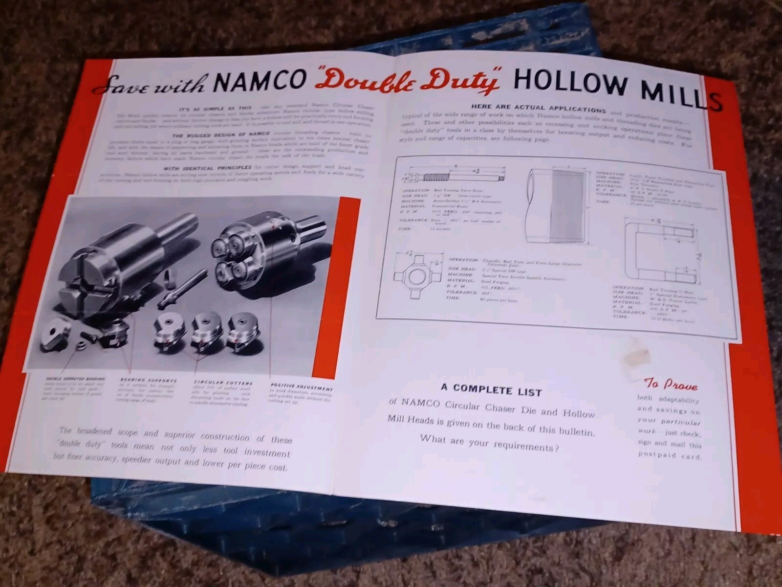 VTG National Acme Co HOLLOW MILL END TURNING FORMING Tool SALES CATALOG FLYER