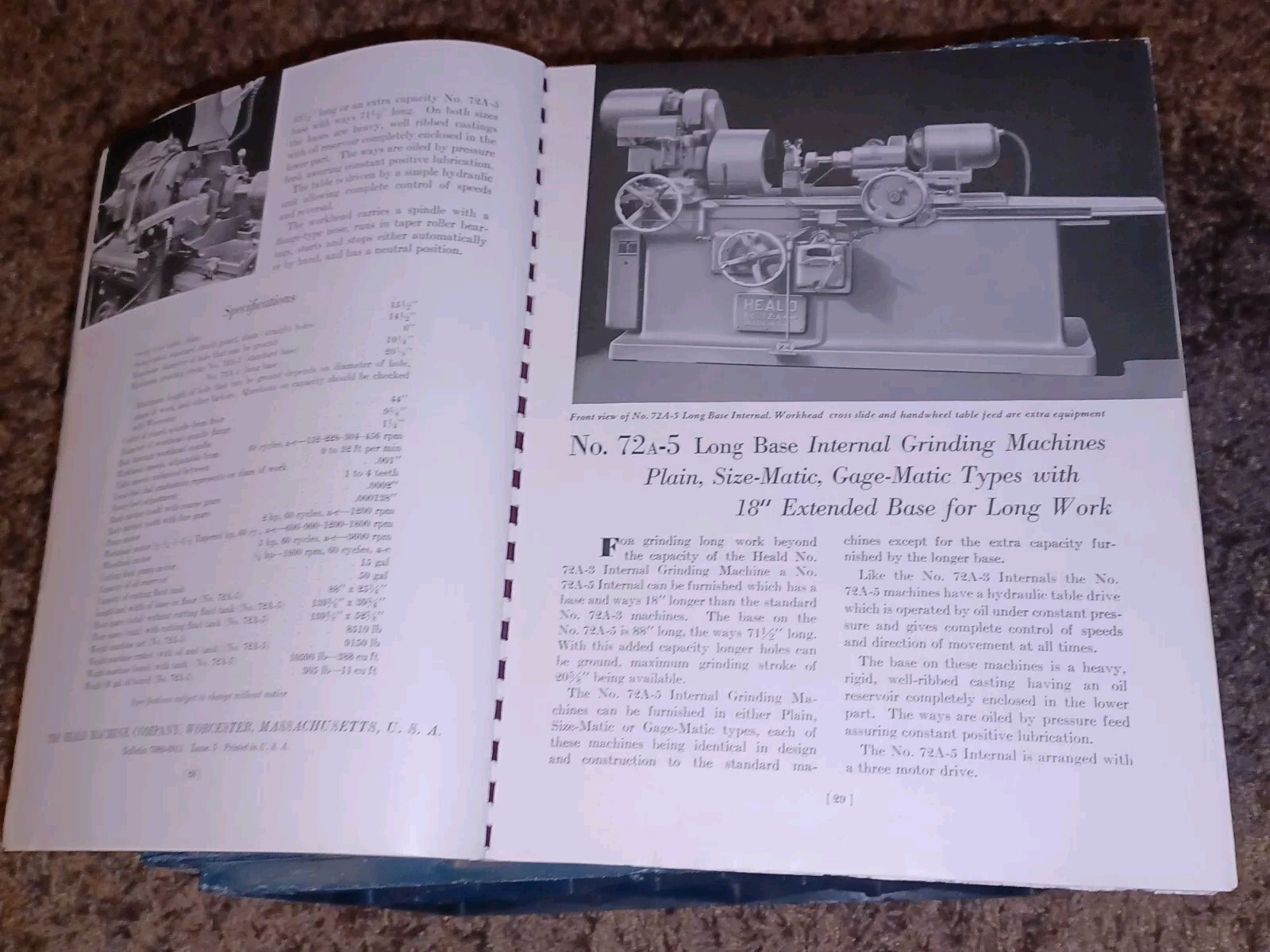 HEALD COMPANY Precision GRINDING BORING Borizing MACHINES CATALOG BOOK Issue 13