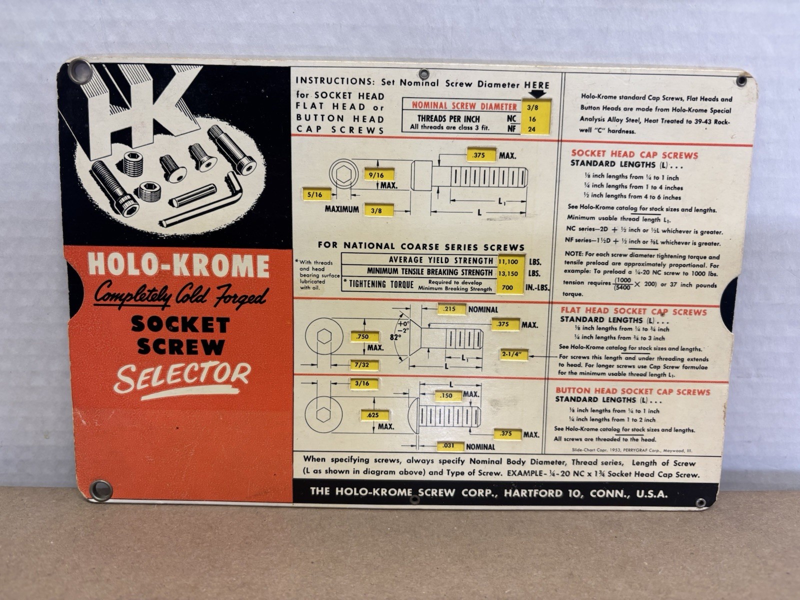 Vintage Screw Selector Lot of 4 (1949-1965) HOLO-KROME/UNBRAKO/KENNAMETAL/SCULLY