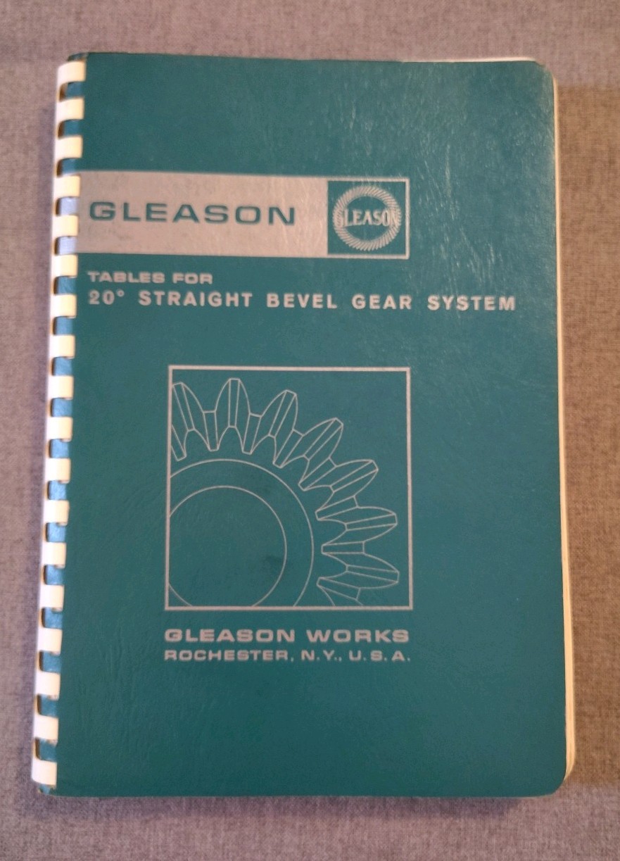 Gleason 20 Degree Straight Bevel Gear System Spiral Bound Book