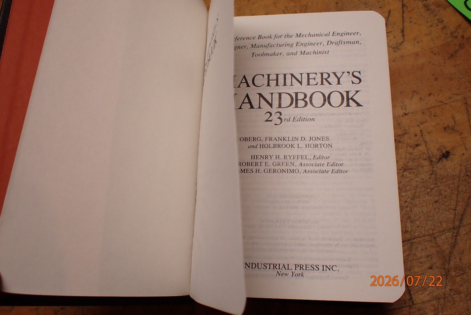 LOT 251: VINTAGE MACHINERY’S HANDBOOK MACHINIST BOOK