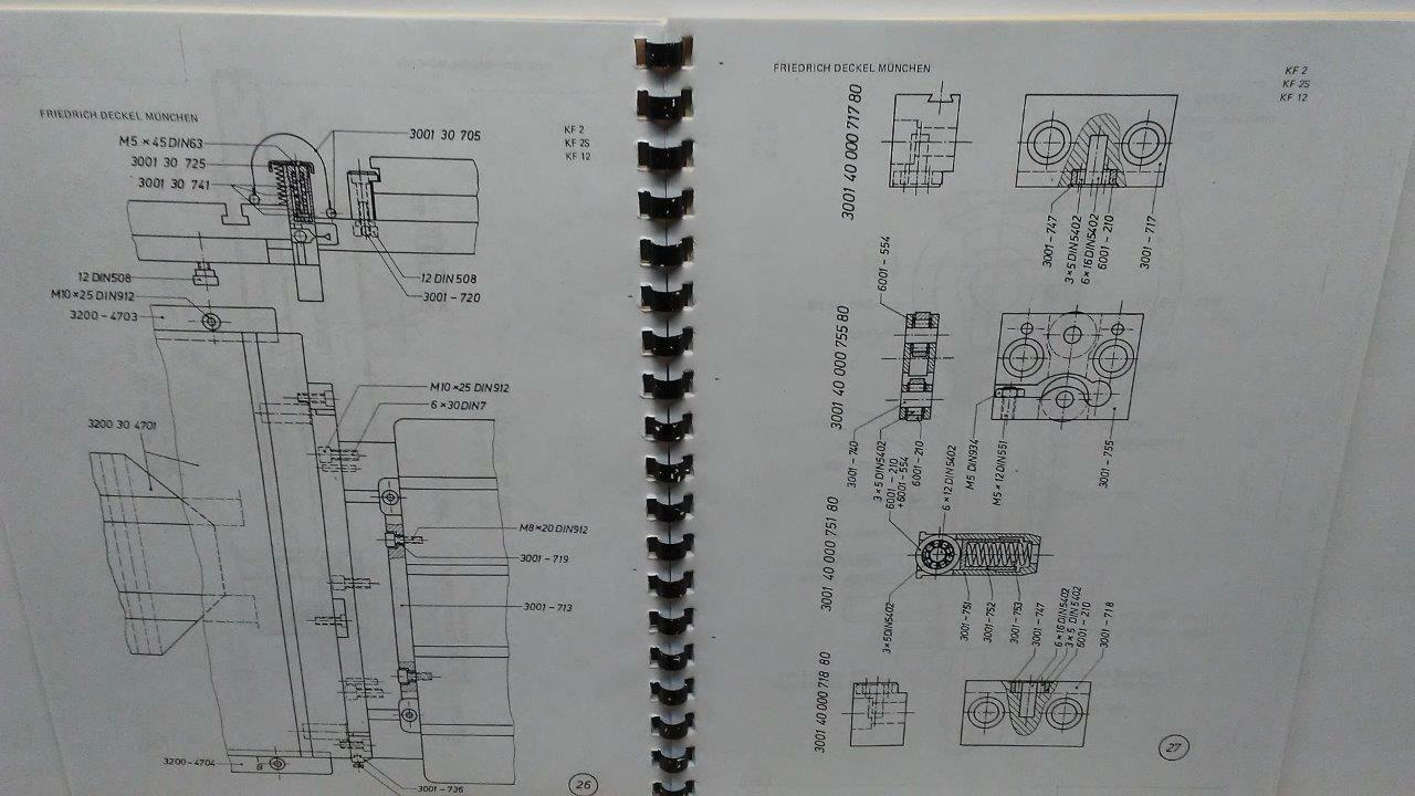 Deckel KF2 – KF2S – KF12 Milling Machine Parts Manual