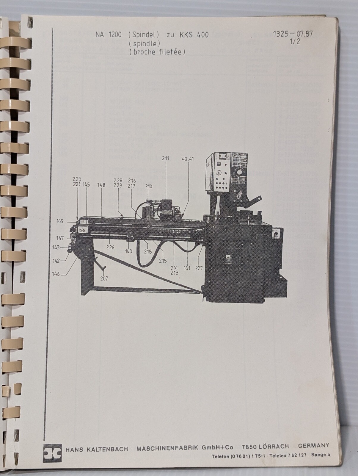 Kaltenbach KKS-400 NA Circular Cold Sawing Machine Operating Instructions Manual