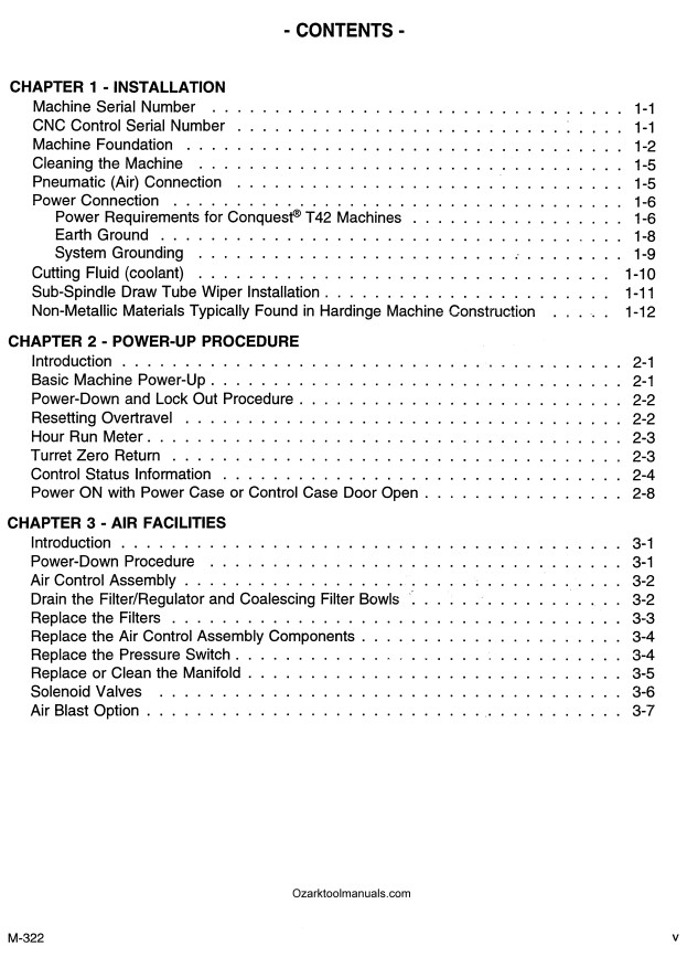 HARDINGE Conquest T42 T42-L T42SP CNC Metal Lathe Service & Maintenance Manual
