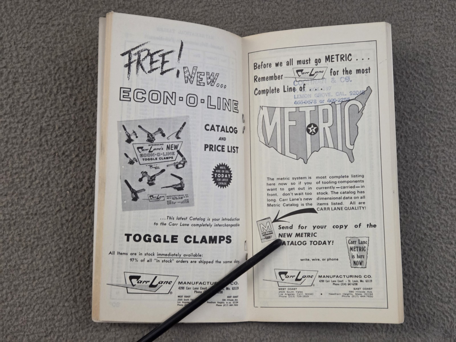 Carr Lane Trigonometry Tables Handy Reference Booklet Vintage 1975