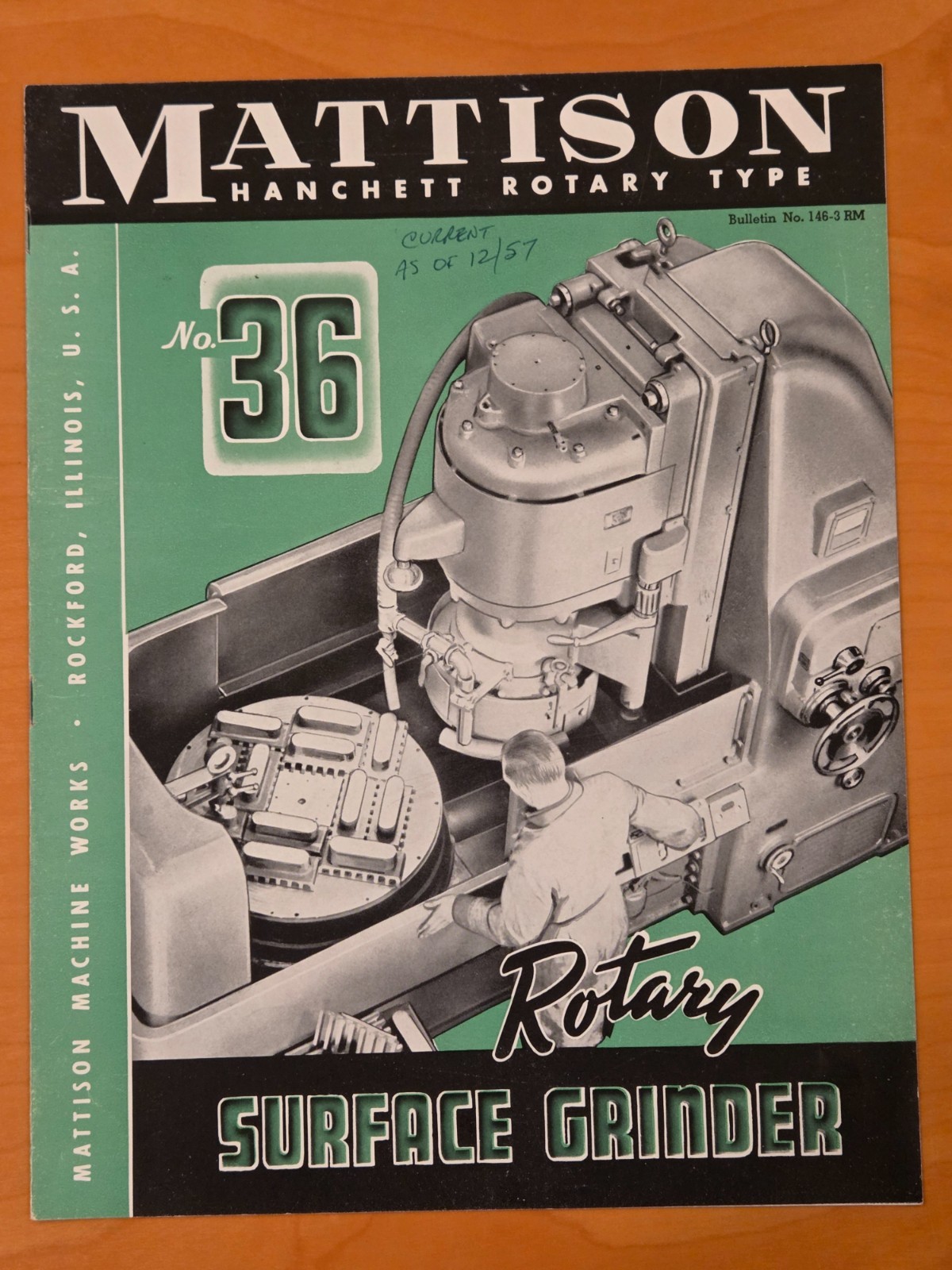 Mattison Hanchett No. 36 Rotary Surface Grinder Catalog Bulletin 146-RM